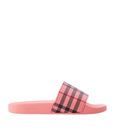 women's pink burberry slides|burberry flip flops for women.